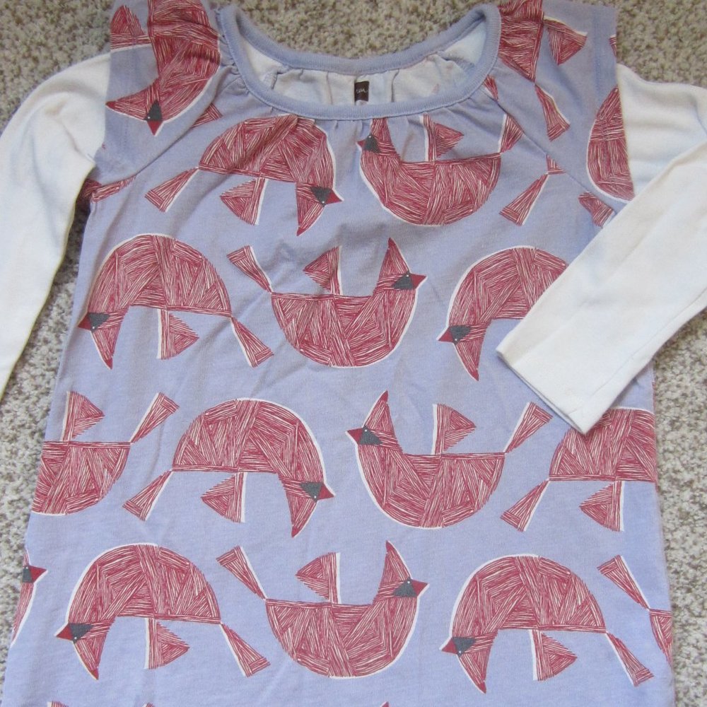 Tea Girl's Dress Size 4~Bird Print Cotton Dress Size 4